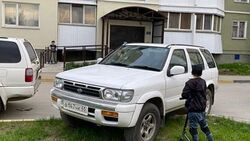 Курьер в Южно-Сахалинске припарковался на газоне под крики с балкона