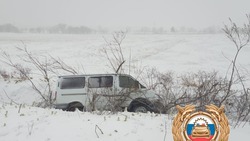 Водитель автомобиля ГАЗ вылетел в кювет на заснеженной дороге Южно-Сахалинск — Оха 